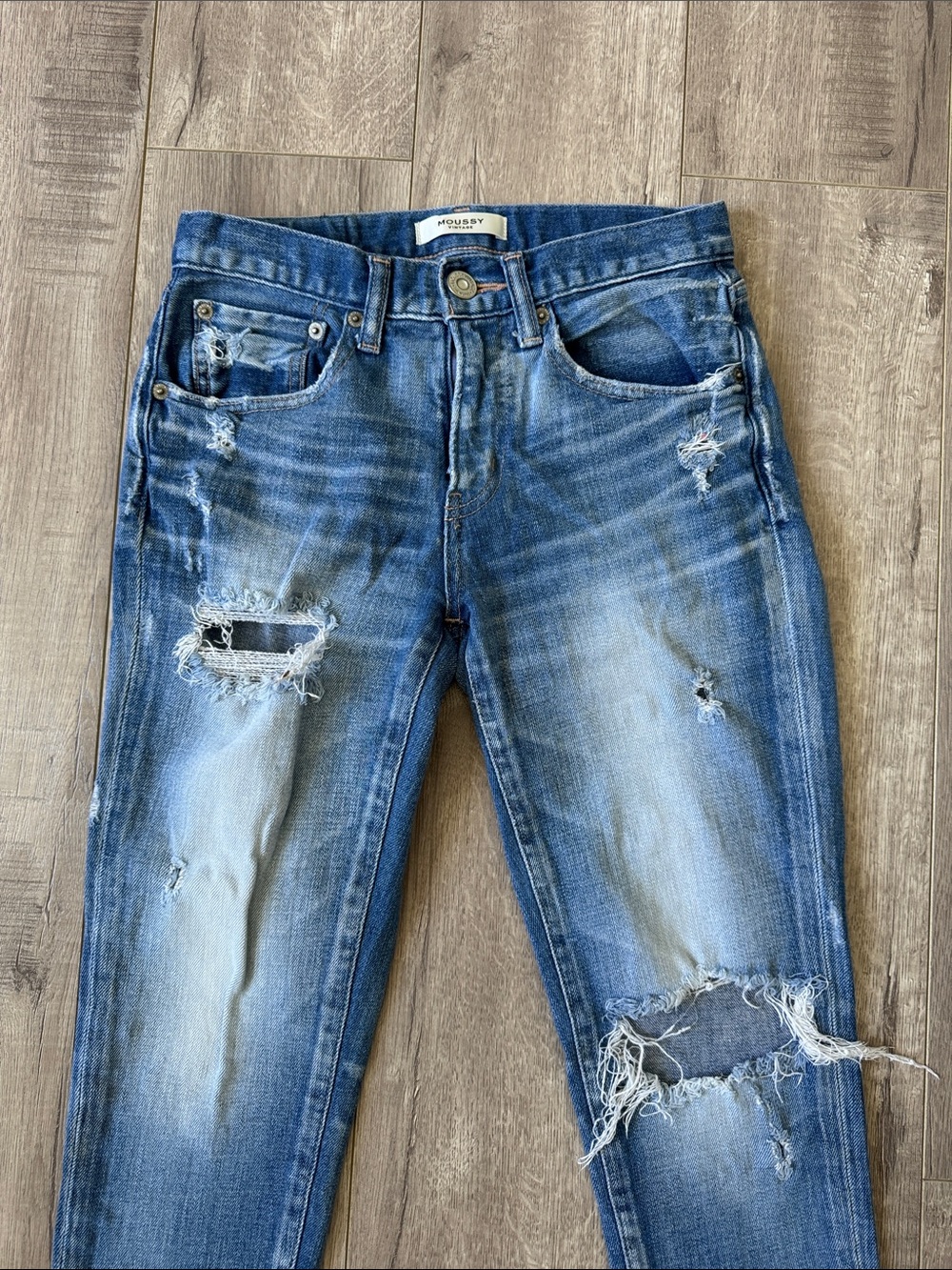 Moussy Vintage Ridgewood Distressed Cropped Skinny Jeans Size 25 Minimalist - Picture 5 of 9